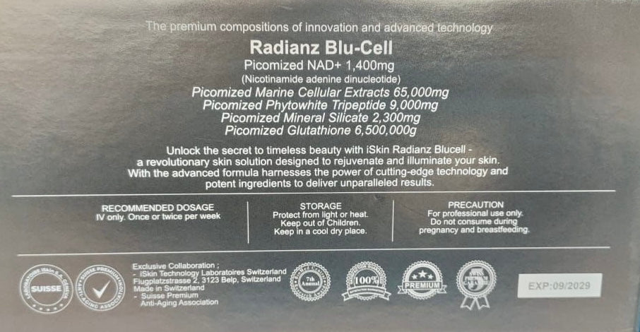 NAD + ampoule iSkin Radianz Blu-Cell – High-Dose NAD+ (1,400mg) – 1 x 2ml Ampoule (no box)
