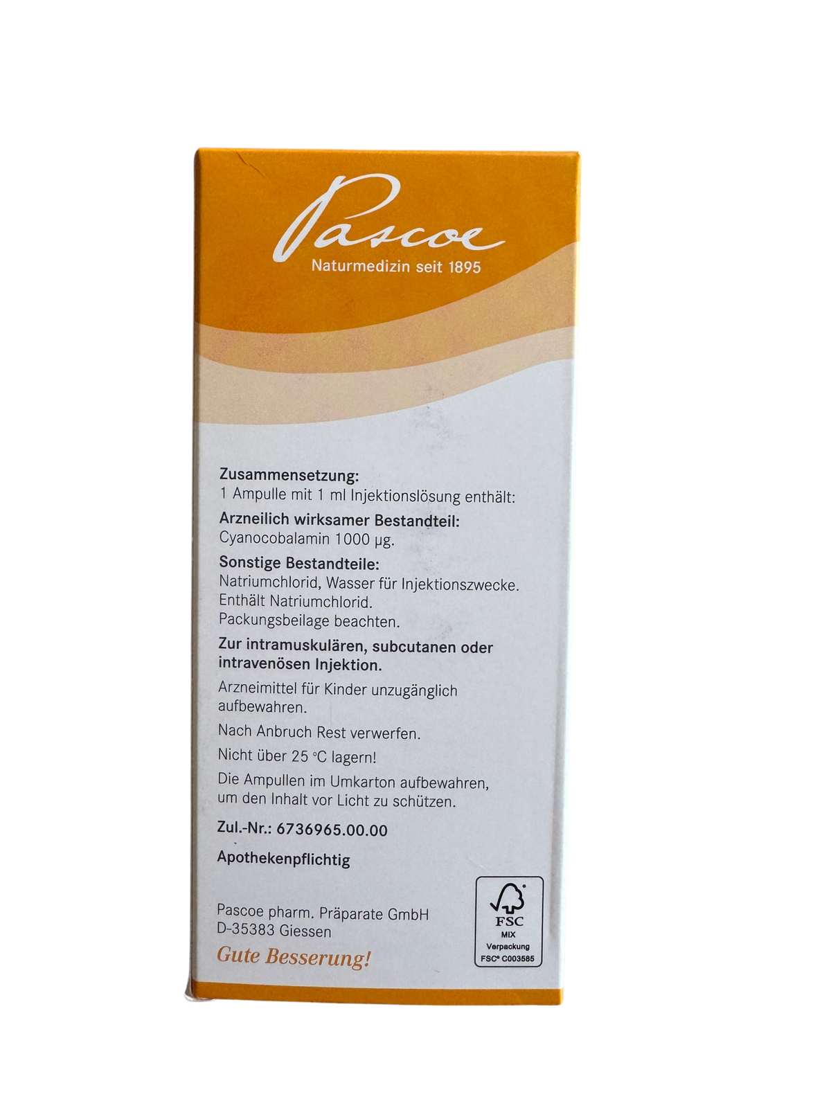 Pascoe - vitamin B12 1000mg 10 x 1ml amp