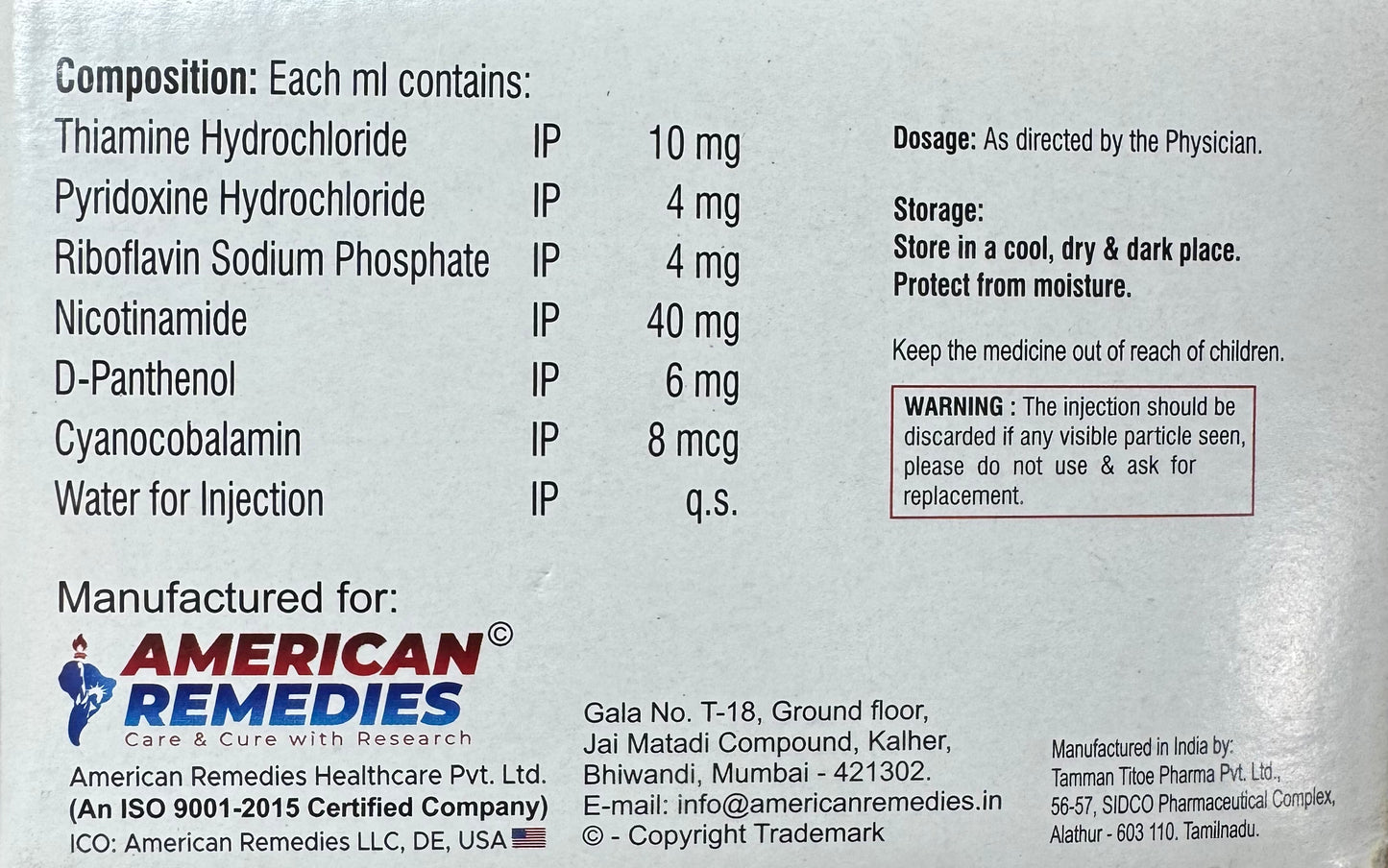 B Complex Vitamin Ampoule – 5 x 2ml (No Box)