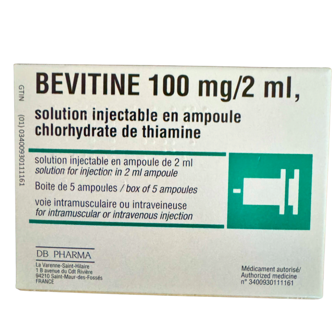 Vitamin B1 -Bevitine 100 mg/2 ml – Thiamine Hydrochloride Ampoule Formula (Box of 5)