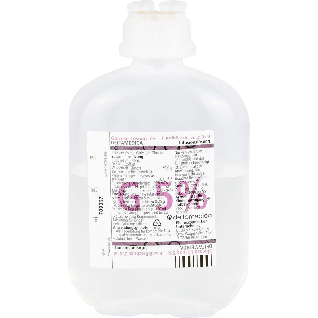 Glucose Solution 5% – Deltamedica | 250 ml IV Bottle