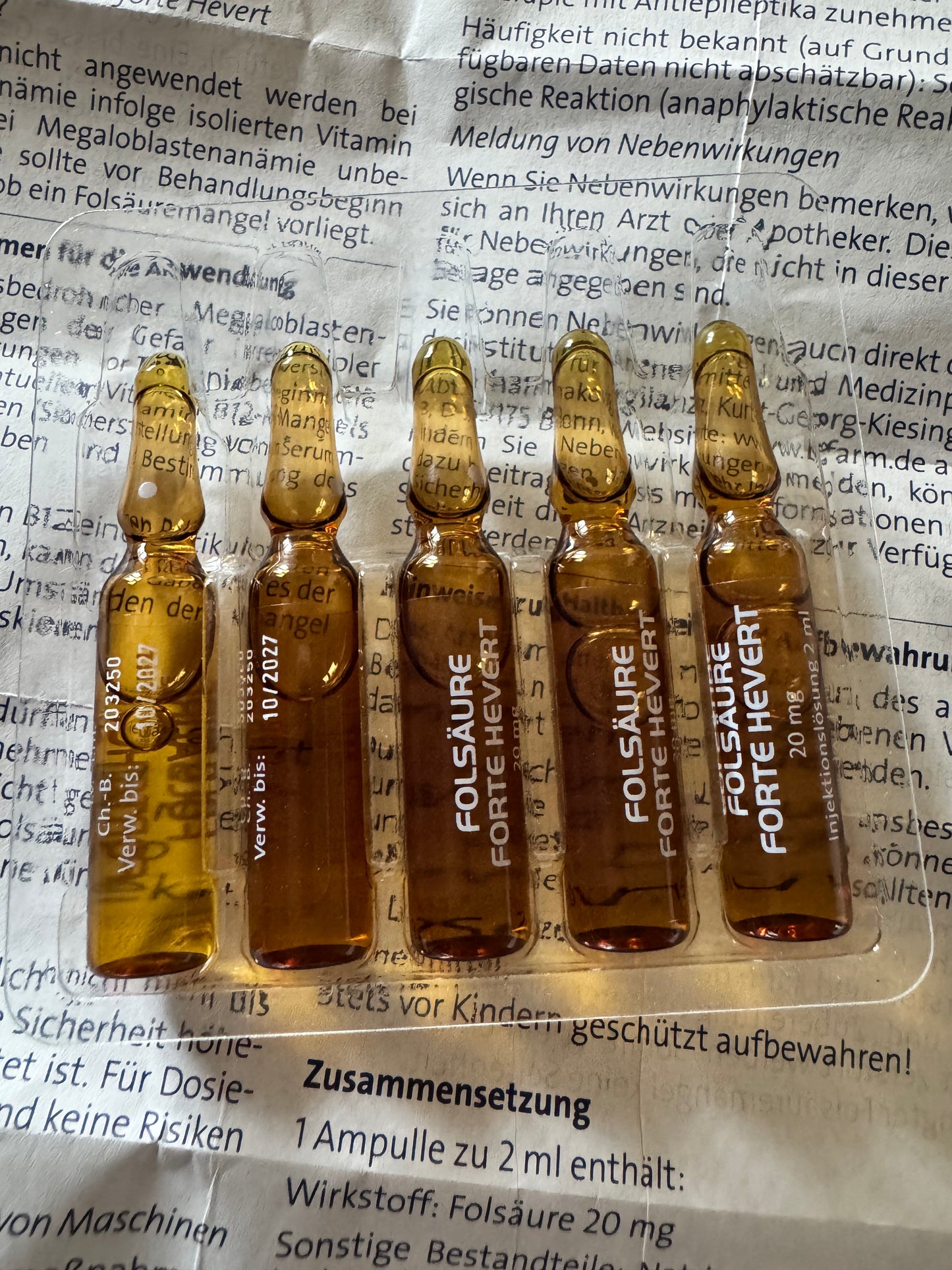 FOLIC ACID - Hevert – High-Strength Vitamin B9 (5x 2ml ampoule Folic Acid) Formula