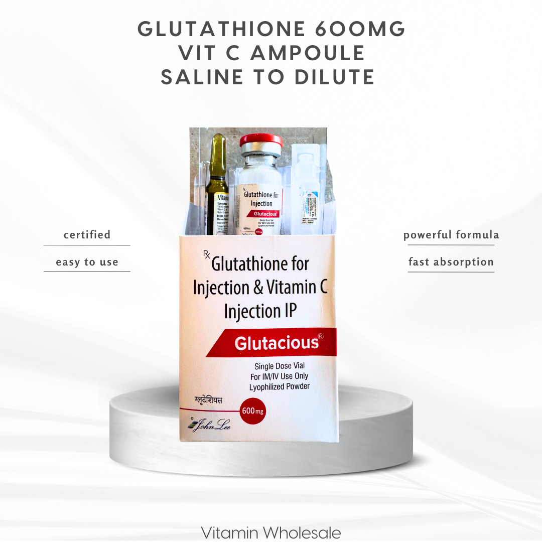 Glutathione 600mg Set – Powder for Dilution + Saline + Vitamin C Ampoule