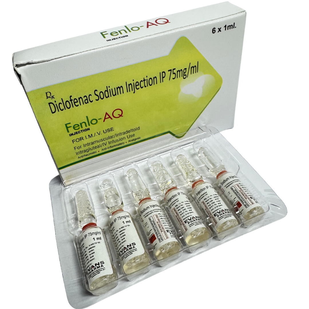 Fenlo-AQ – Diclofenac Sodium (75mg/ml) – 6 x 1ml Ampoules