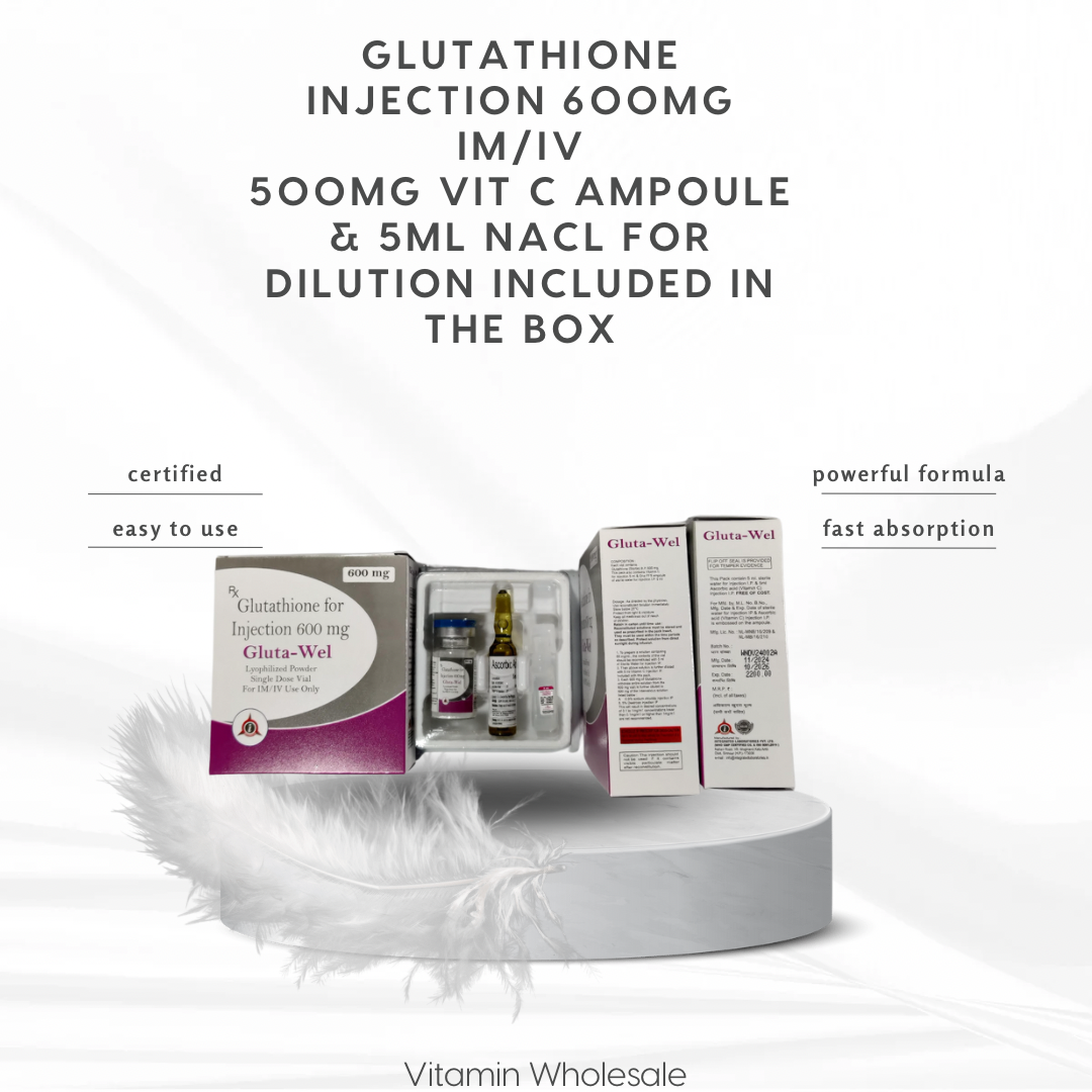 Glutathione 600mg Set – Powder for Dilution + Saline + Vitamin C Ampoule
