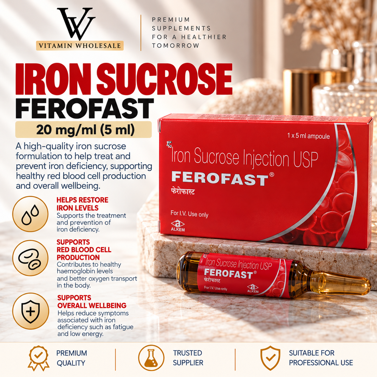 Iron Sucrose Solution – 1 x 5ml Amp (shipping from 13/10)