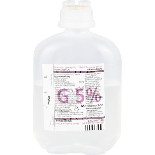Glucose Solution 5% – Deltamedica | 250 ml IV Bottle