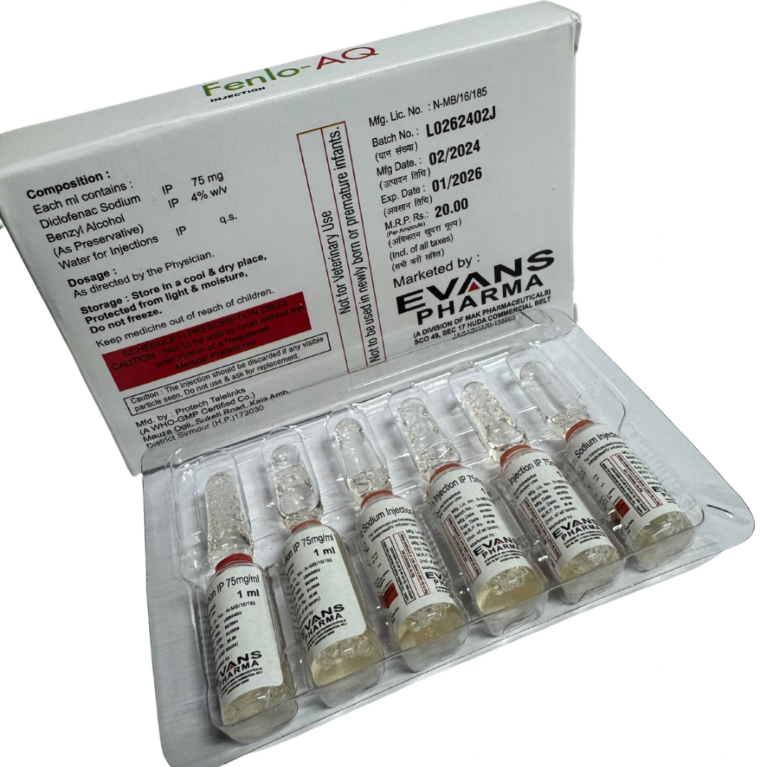 Diclofenac Sodium Injection (75mg/ml) IM / IV - Pack of 6 x 1ml Ampoules