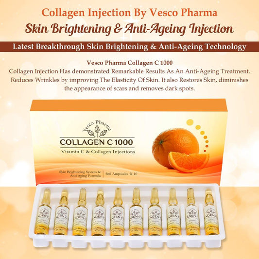 Collagen Injections - 10 x Collagen 1000mg + Vitamin C 1000mg/ Injection IV/IM/                  10 x 5ml ampoules